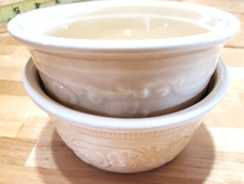 Vintage Farmhouse Kitchen Creamy Yellow 2 Oven Serve Custard Cups picture