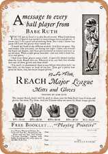 Metal Sign - 1928 Babe Ruth for Reach Baseball Gloves - Vintage Look picture