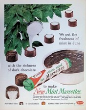 Original 1959 Mars Marsettes Ad: Crème Mint Chocolate Candy Cup Roll Fresh Food picture