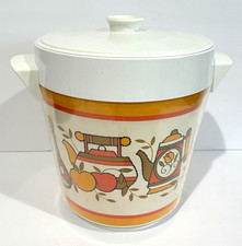 Vintage Thermo-Serv Ice Bucket 1970s Daybreak Pattern Retro MCM Barware  picture
