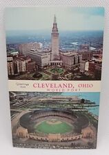 Vintage Postcard Cleveland Ohio City Downtown Indians Browns Municipal Stadium picture
