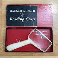 Vintage Bausch & Lomb Rectangular Reading Magnifying Glass 2x4 in Ivory 81-33-77 picture