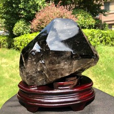 9.72LB Home Decor Smoky Quartz Specimen + Sturdy Base Natural Crystal Mineral picture