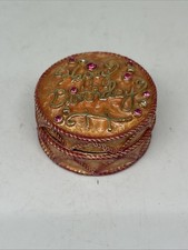 MONET Trinket Box Happy Birthday Cake Enamel Keepsake Pink Jewels 1.75” picture