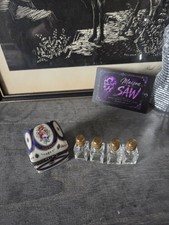 Vintage Hand Painted Limoges Porcelain Trinket Box 4 Mini Scent Bottles Perfume picture
