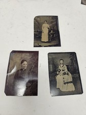 3 Antique American PHOTO TINTYPE Victorian Women Fashion picture