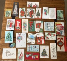 Vintage Christmas Holiday Greeting Cards Lot 40s 50s 60s Ephemera Paper Santa picture