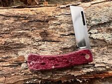 KROO CUSTOM DYED BURGANDY CHUNKY FRANK SLIP-JOINT KNIFE  WITH SHEATH picture