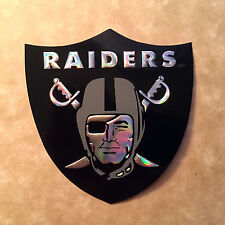 OAKLAND RAIDERS CHROME REFRACTOR EMBOSSED ALUMINUM STICKER/DECAL RAIDER NATION picture