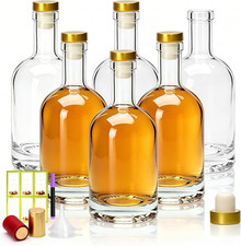12 Oz Clear Liquor Bottles,Set of 6 Glass Bottles,Whiskey Bottle picture