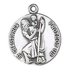 St Christopher Medal Sterling Silver Size .75 in Dia and 18 in Long Chain picture
