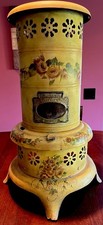 Antique Early 1900s TROPICAL Smokeless Oil Heater Rare Floral Design. 24”hx 15”w picture