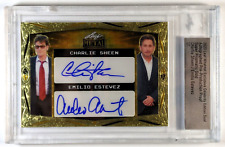 Charlie Sheen & Emilio Estevez 2023 Leaf Whatnot Celebrity Proof Auto Card # 1/1 picture
