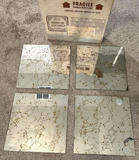 (4) Vintage SEARS 1970s MCM Mirror Tiles Gold Vein Glass - Hanging Decor 12