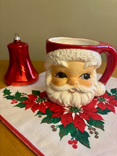Vintage Lefton Young Santa Claus Head Mug Ceramic Painted Christmas 1950s MCM picture