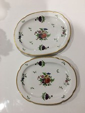 Antique Circa 1800 English  Porcelain Pair Platters Trays w Floral Decoration picture