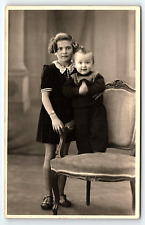 c1945 GIRL WITH SMILING BABY MARIA & EDWARD PHOTO RPPC POSTCARD P1996 picture