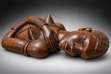 Vintage African Woman Hand Carved Hardwood Wall Sculpture Bust 15” 6 LB Tribal picture