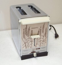 NOS UNUSED Vtg Chrome PRESTO #01-T02 2-Slice ELECTRIC TOASTER (Wheat) picture
