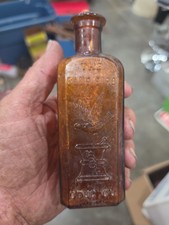 #6122  *RARE* Antique Amber, The Blue Bird Drug Co. San Mateo Ca. 1800's 5.5
