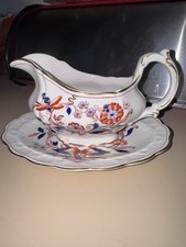 1920 RARE Booths “Fresian” Gravy Boat & Underplate Scalloped Gold Rim A8022 picture