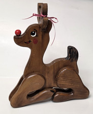 Vintage Handcrafted Wooden Rudolph the Red-Nosed Reindeer Christmas Décor 10