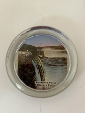 Vintage NIAGARA FALLS Prospect Point Reverse Paint GLASS PAPERWEIGHT Souvenir picture