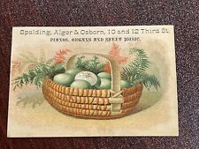 Antique Victorian Trade Card Spalding Alger Osborn Pianos Organs Sheet Music picture