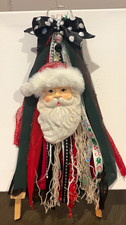 Hanging Santa Claus Christmas Wall Decor, Fabric/Plastic, Glitter, 14 in picture