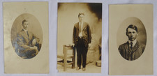 3 RPPC Men early 1900s. Postcards not posted. picture