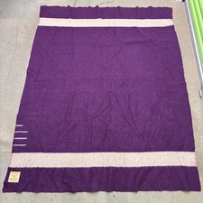 Vintage Hudson Bay Queen Elizabeth Coronation Blanket 3.5 Point Wool Purple 1953 picture