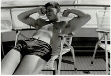 Jock stretching in the sun aboard a yacht snapshot gay man's collection 4x6  picture