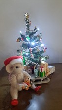 Christmas Handmade Needle Felted Mouse Figurine Holiday Decor with Lighted Tree picture