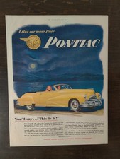 Vintage 1947 Pontiac Yellow Convertible Classic Car Full Page Original Ad picture