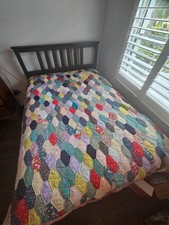 Amazing Early 1900's Vintage Hand made Patch work Quilt (flour sack sourced) picture