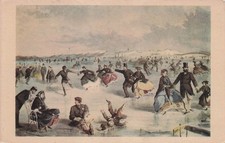 New York City Central Park Ice Skating Winslow Homer Drawing Vtg Postcard 21A picture