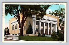 Jackson MI-Michigan, First Church of Christ Scientist, Vintage c1949 Postcard picture