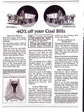 Spencer Heaters Vintage Magazine Ad Coal Bills Steam Hot Water Early 1917 picture