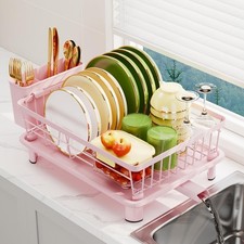 Dish Drainer Rack with Drip Tray, Sink Dish Drainer with Drainage Spout, Stai... picture