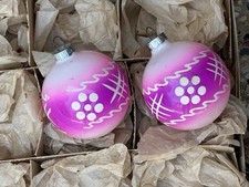 Vintage Shiny Brite Opaque Pink Ombré Stencil Glass Ornaments  picture