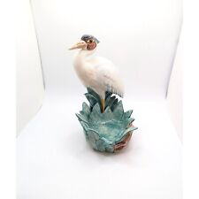 Rare Vintage Fitz And Floyd Porcelain Trinket Holder Egret Bird Wildlife picture