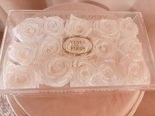 Venus et Fleur White Rose Acrylic Vanity/Dresser Box W/Drawer Large Box picture