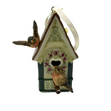 Bradford Editions Heirloom Porcelain Birdhouse Christmas Ornament Vintage 90's picture
