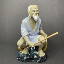 Vintage Chinese Shiwan Wucai Fisherman Figurine Statue 7