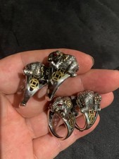 4 Pcs WOW Hand Made Tibetan Silver *Elephant* Rings picture