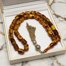 Antique German Faturan Bakelite Tasbih 114.6g Jumbo Dips Rashi Marbled 33 Beads picture