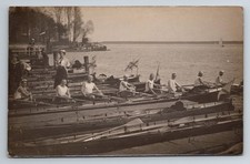 Rowers, Crew, in Boat, on Lake, RPPC, Real Photo, Vintage Postcard picture