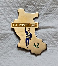 VINTAGE AUTHENTIC FRANCE LA POSTE GOLD TONE METAL LAPEL PIN BADGE picture