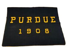 Vintage PURDUE 1908 Heavy Wool Stadium BLANKET Throw Black & Gold Size 50