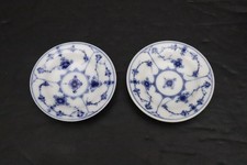 Royal Copenhagen Blue Fluted Plain Butter Pat Round Dish Porcelain Set 2 picture